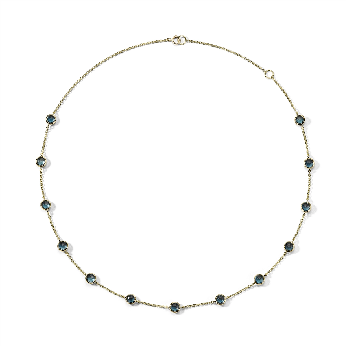 Ippolita 18K Yellow Gold Lollipop 13-Stone Station Necklace in London Blue Topaz, 16-18 inch