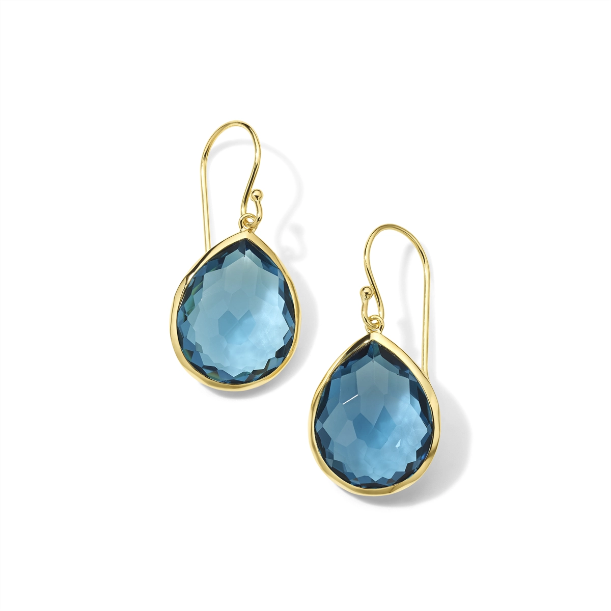 Ippolita 18K Yellow Gold Rock Candy Medium Teardrop Earrings in London Blue Topaz