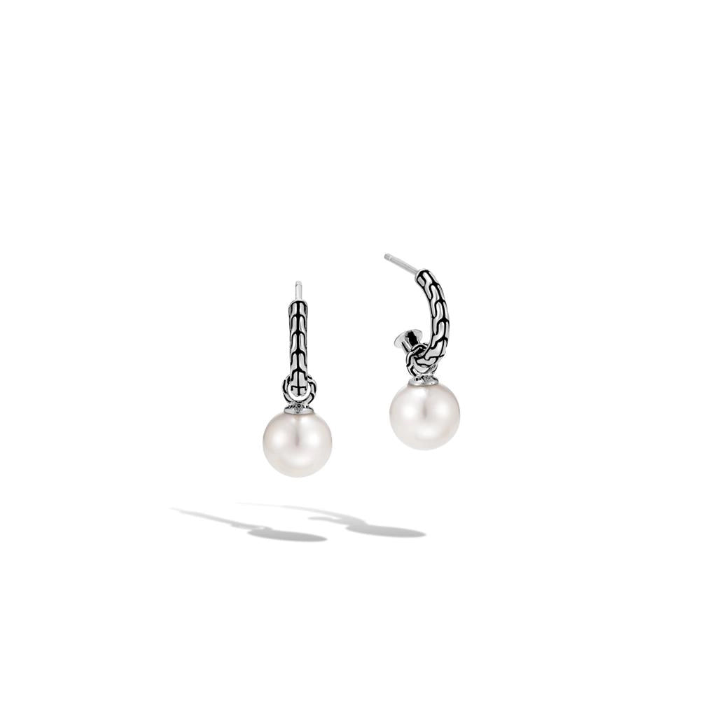 John Hardy Classic Chain Sterling Silver Pearl Drop Earrings