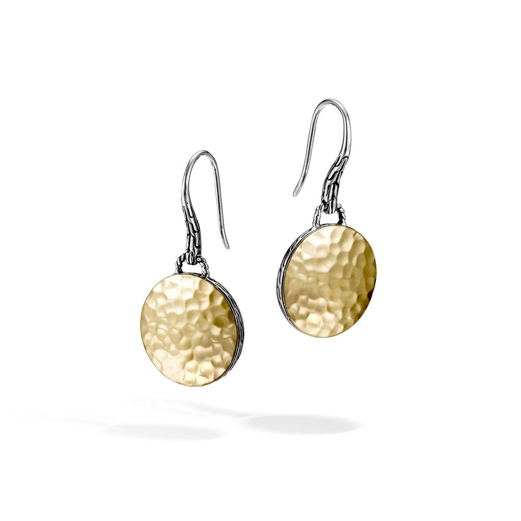 John Hardy Palu Silver and 18K Gold Round Drop Earrings