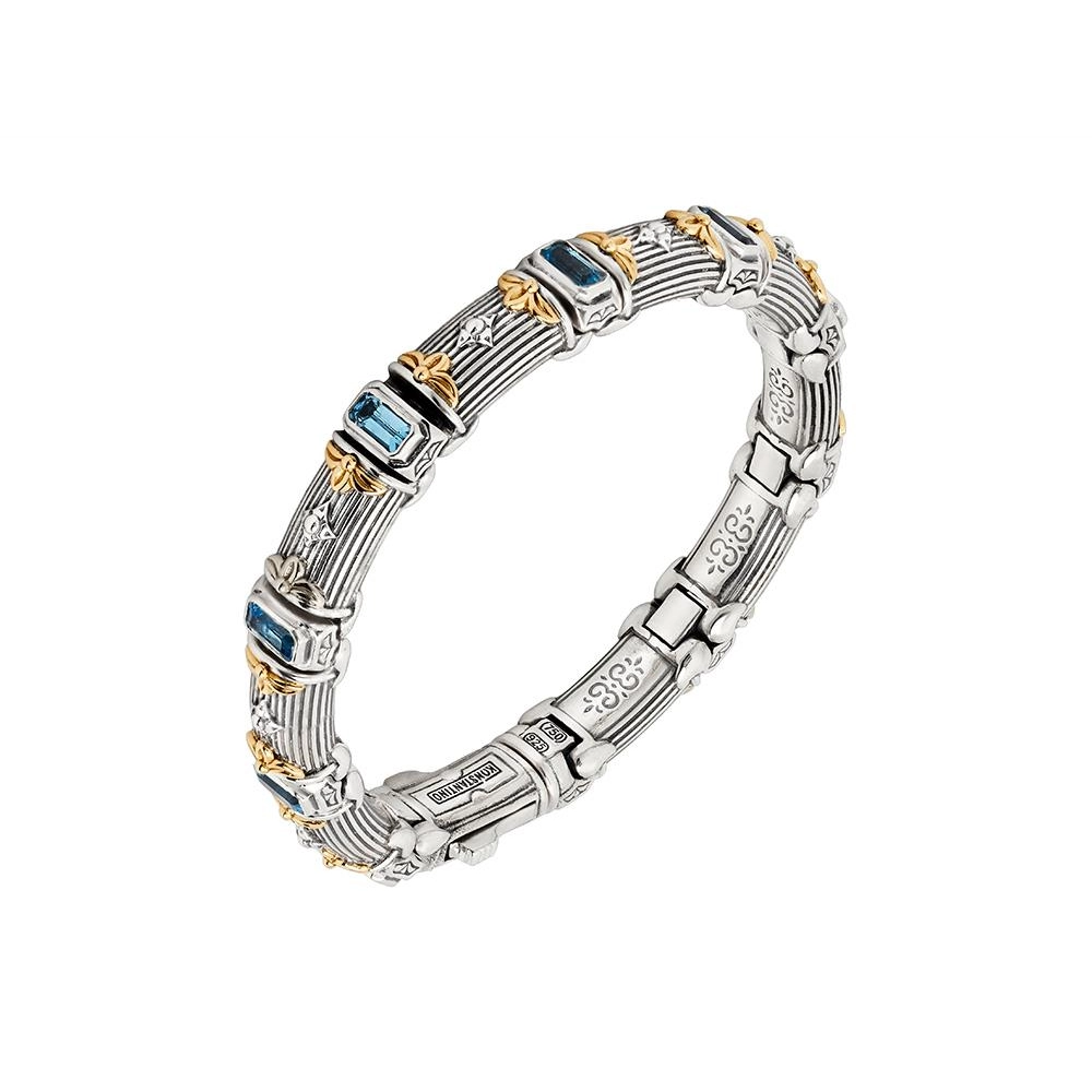 Konstantino Delos 2.0 Silver and 18K Gold Swiss Blue Topaz Bracelet