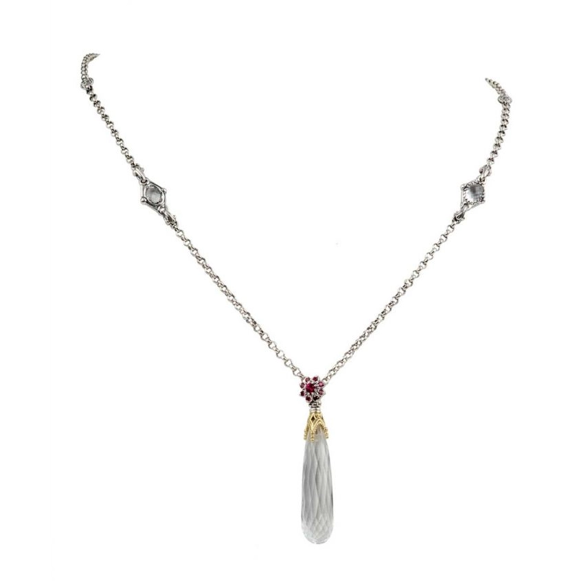 Konstantino Pythia Collection Silver & Gold Crystal and Corundum Necklace