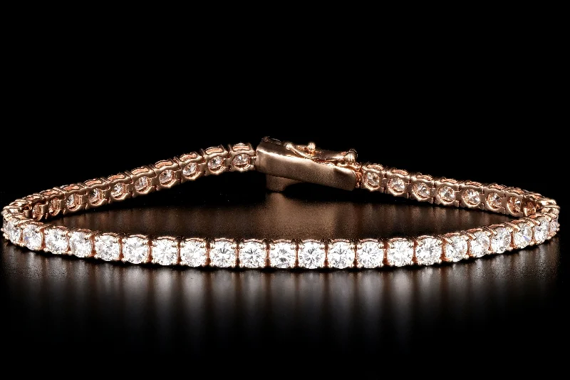 Modern 14K Rose Gold 7.45 Carat Diamond Tennis Bracelet