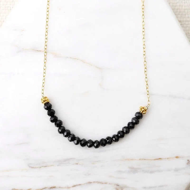 Gold Filled Chain with Gemstone Arc - Black Spinel