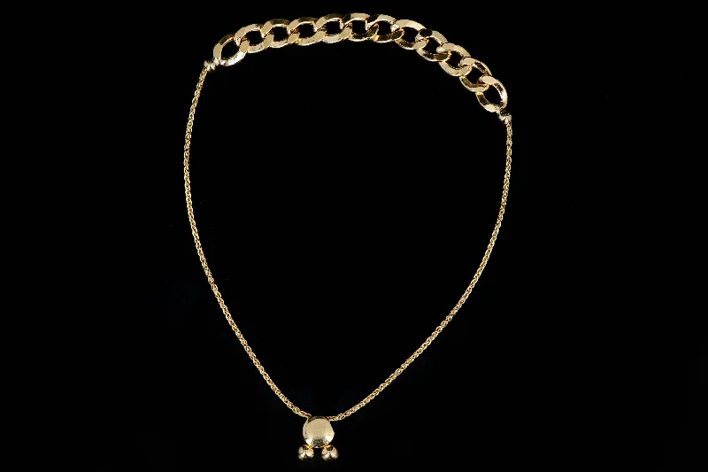 New 14k Yellow Gold Curb Link Bolo Bracelet