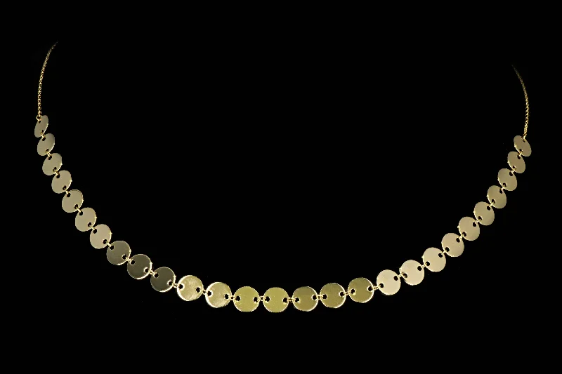 New 14k Yellow Gold Mini Disk Necklace