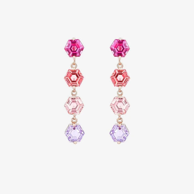 Hexagon Cut Pink Ombre Mini Drop Earrings