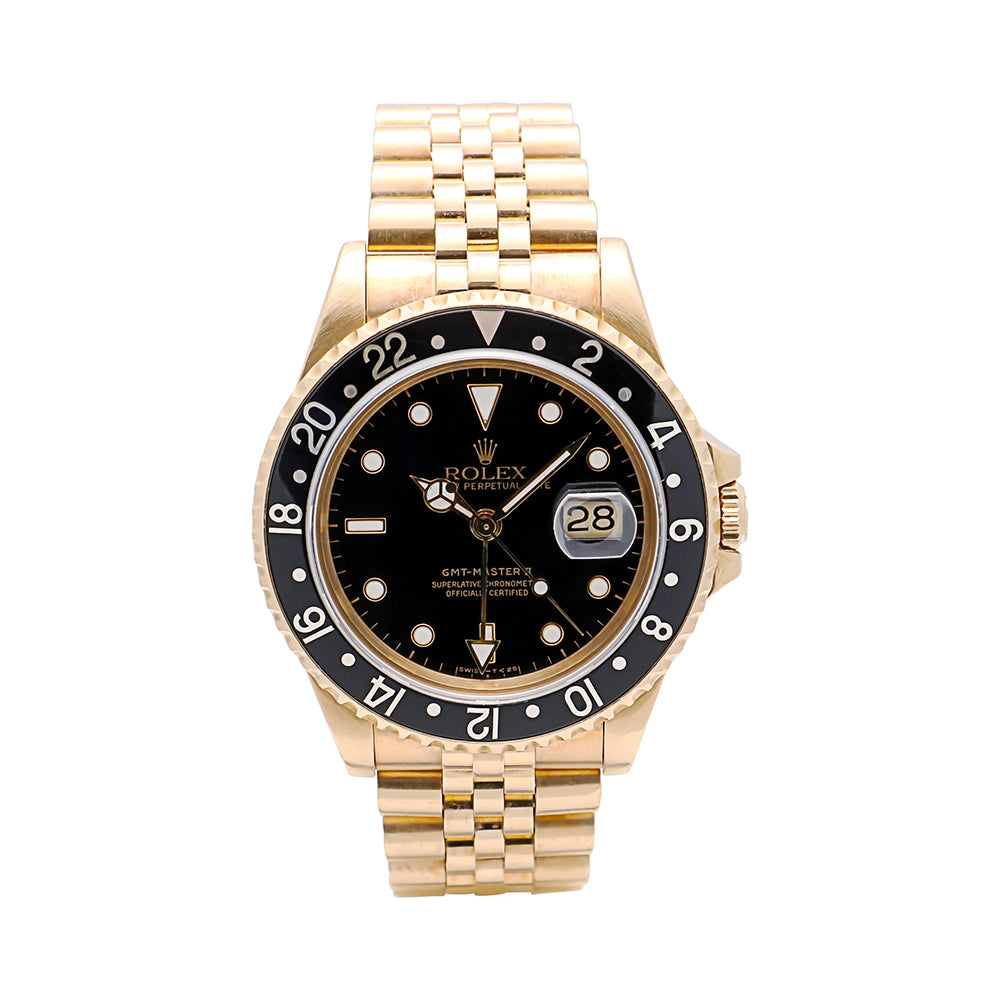 Rolex GMT-Master II Yellow Gold Black Dial Jubilee Bracelet 40mm (Preowned)