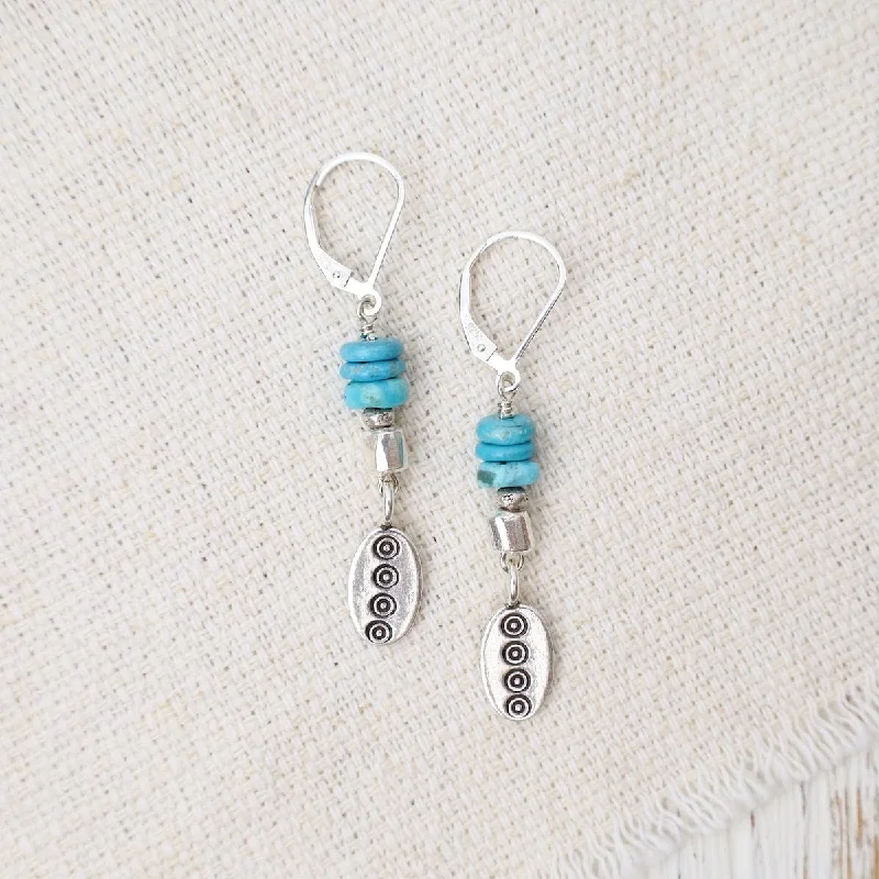 Turquoise with Thai Silver Drop Earrings