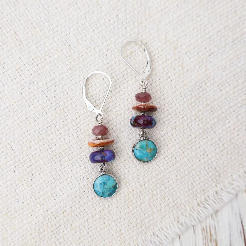 Round Turquoise Drop Earrings