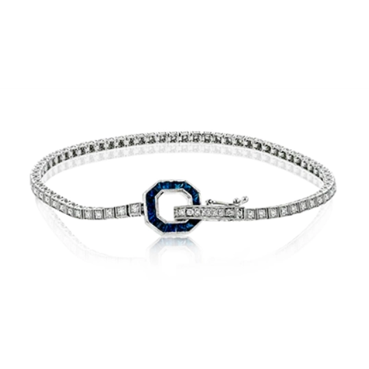 Simon G 18K White Gold Diamond Diamond and Sapphire Buckle Bracelet