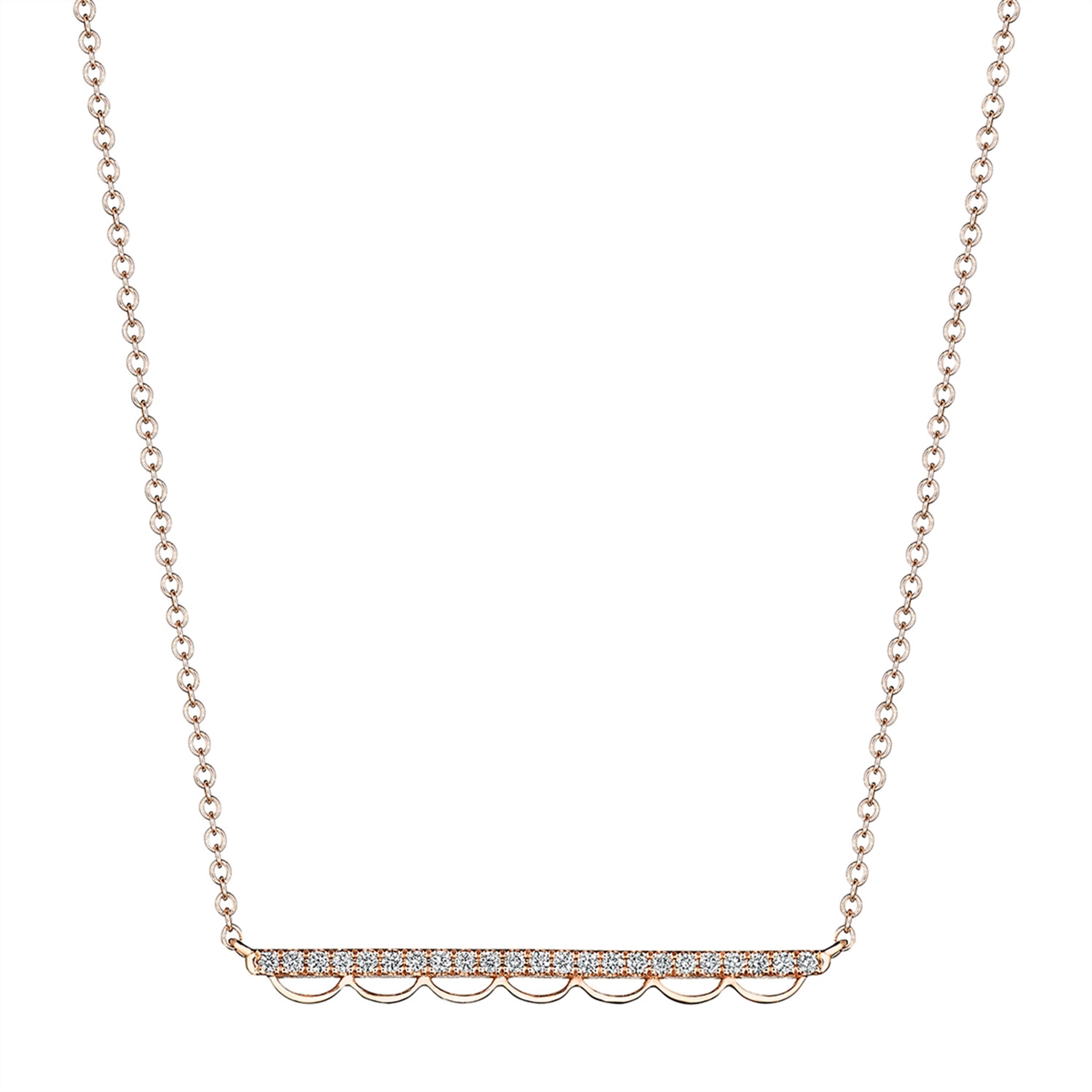 Tacori 14K Rose Gold Long French Pave Diamond Necklace