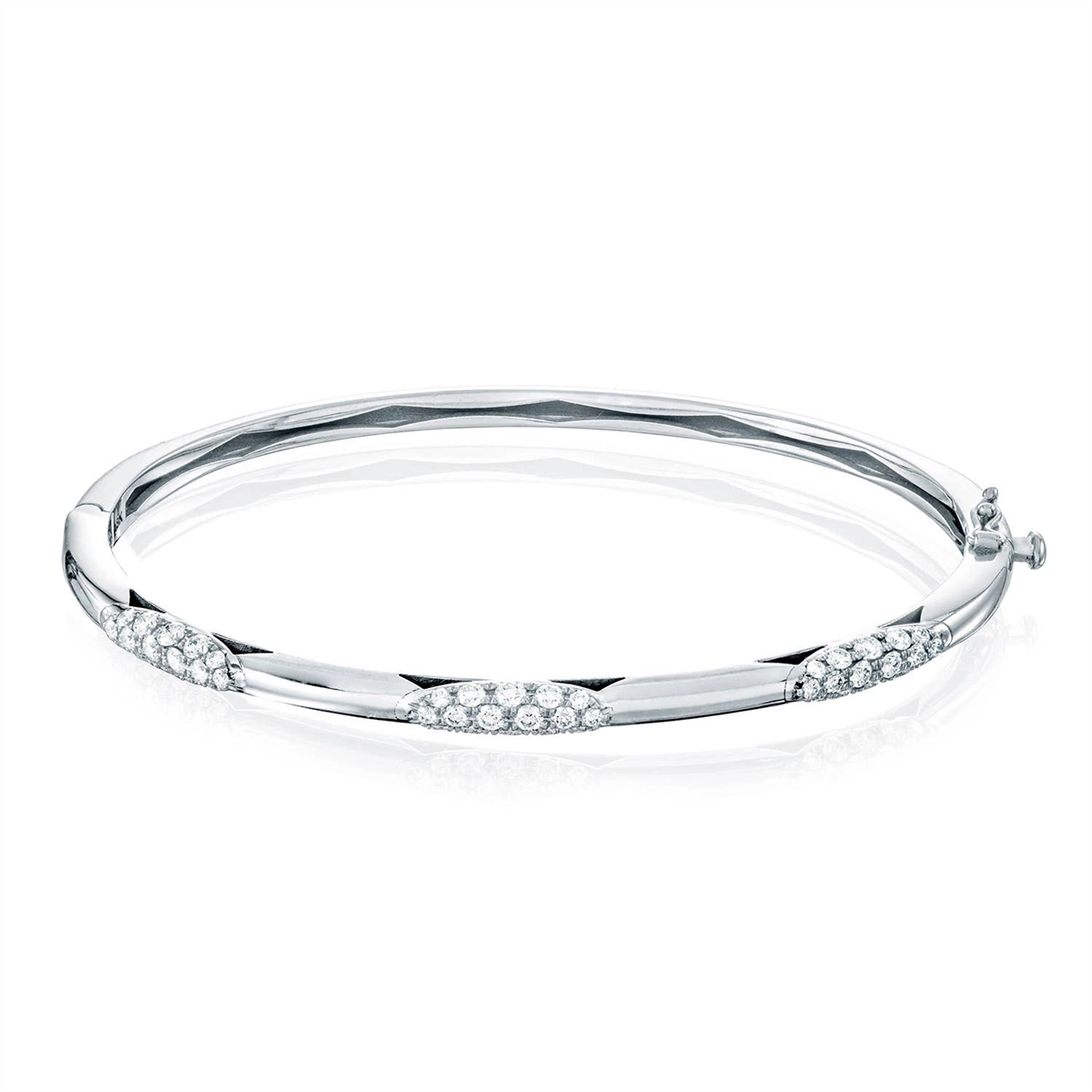 Tacori 18K White Gold Diamond Crescent Bangle Bracelet