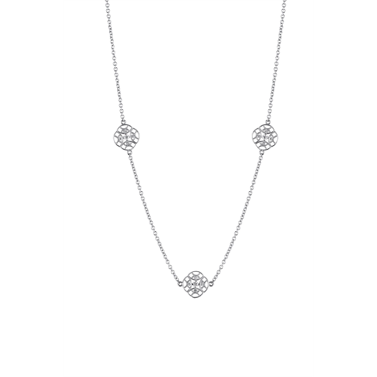 Tacori 18K White Gold Diamond Station Necklace, 16 inch